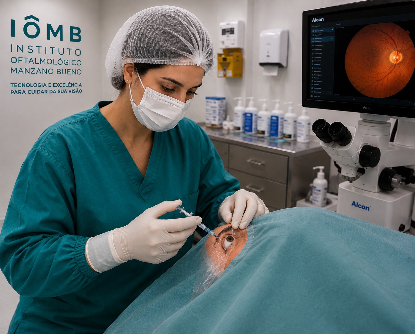 Dra. Larissa em procedimento intraocular no IOMB